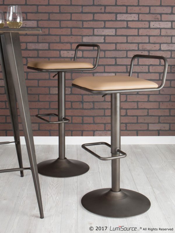 Beta Industrial Camel Faux Leather Barstool Set of 2 1