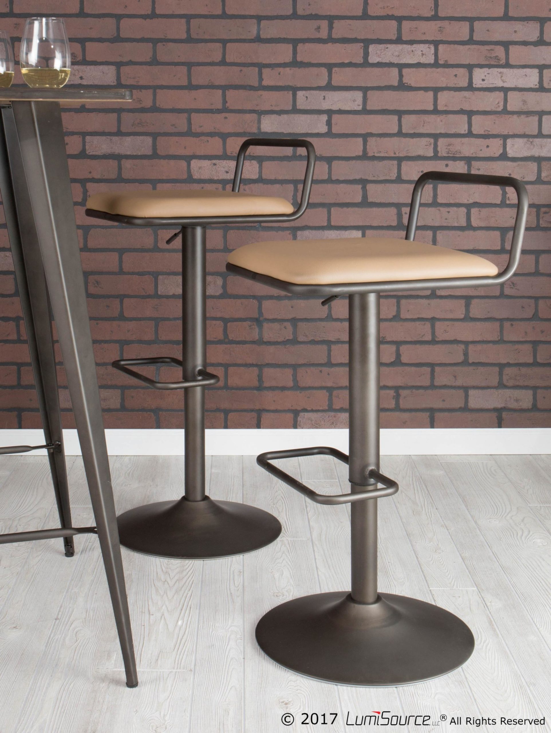 Beta Industrial Camel Faux Leather Barstool (Set of 2) 2 Beta Industrial Camel Faux Leather Barstool (Set of 2) - Image 2