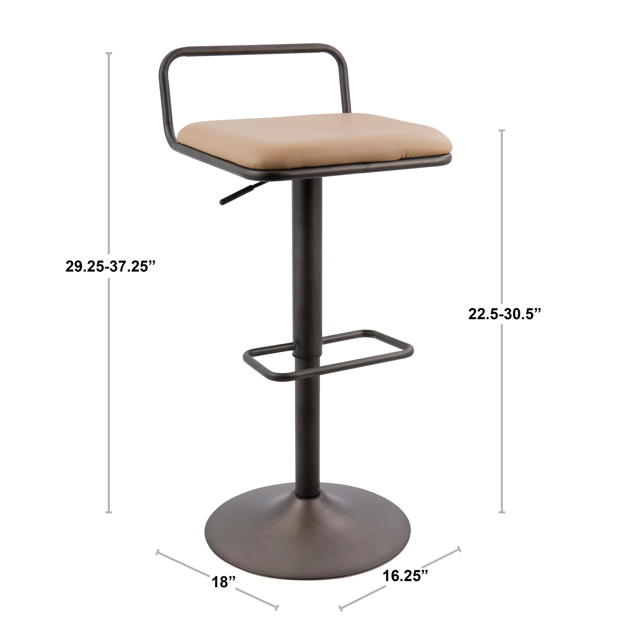 Beta Industrial Camel Faux Leather Barstool (Set of 2) 11 Beta Industrial Camel Faux Leather Barstool (Set of 2) - Image 11