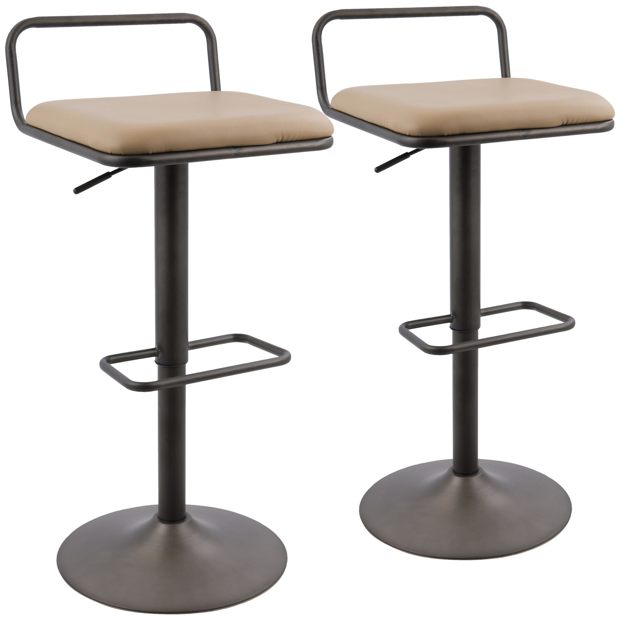 Beta Industrial Camel Faux Leather Barstool (Set of 2) 4 Beta Industrial Camel Faux Leather Barstool (Set of 2) - Image 4