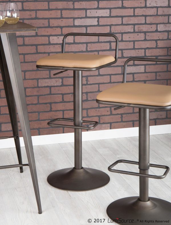 Beta Industrial Camel Faux Leather Barstool Set of 2