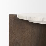 Bianca Dark Brown Wood w/ Marble Round Accent Table