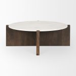 Bianca Dark Brown Wood w/ Marble Round Top Coffee Table