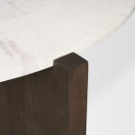 Bianca Dark Brown Wood w/ Marble Round Top Coffee Table