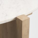 Bianca Light Brown Wood w/ Round Marble Top Coffee Table