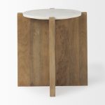 Bianca Wood and Marble Accent Table