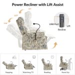 Billy Bird Print Linen Power Lift Assist Massage Recliner 9 Billy Bird Print Linen Power Lift Assist Massage Recliner