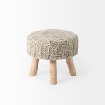 Bina 19.0L x 19.0W x 15.0H Taupe 4 Legged Wool Stool