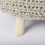 Bina 24.0L x 24.0W x 14.0H Light Gray 4 Legged Wool Stool