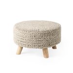Bina 24.0L x 24.0W x 14.0H Light Gray 4 Legged Wool Stool