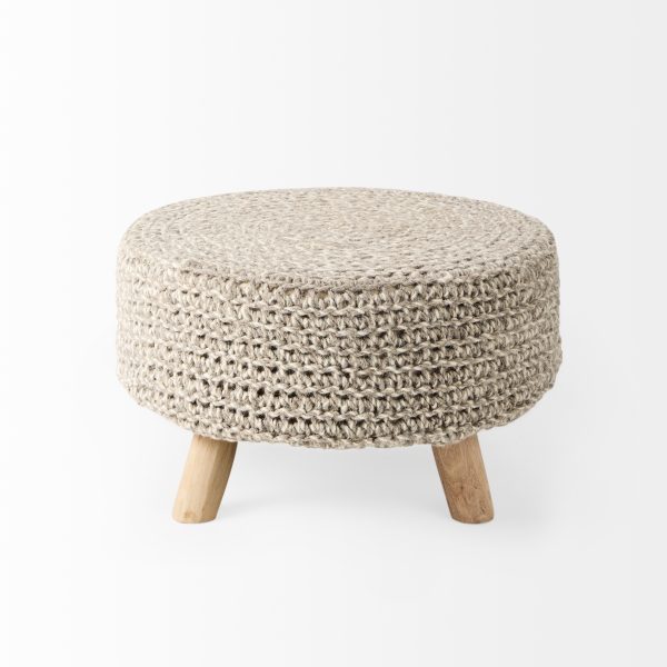Bina 24.0L x 24.0W x 14.0H Light Gray 4 Legged Wool Stool 2
