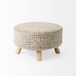 Bina 24.0L x 24.0W x 14.0H Light Gray 4 Legged Wool Stool