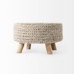 Bina 24.0L x 24.0W x 14.0H Light Gray 4 Legged Wool Stool