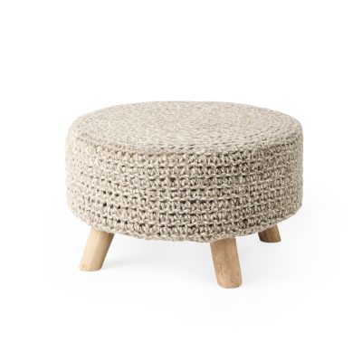 Bina 24.0L x 24.0W x 14.0H Light Gray 4 Legged Wool Stool