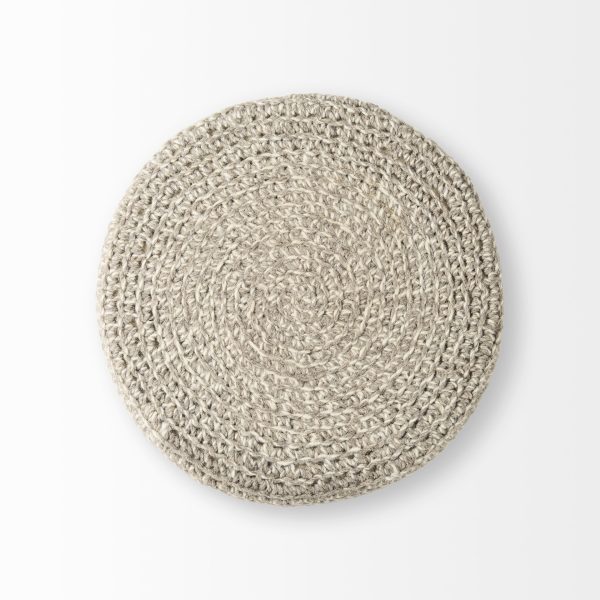 Bina 24.0L x 24.0W x 14.0H Light Gray 4 Legged Wool Stool 5