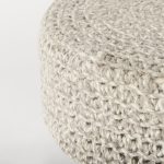 Bina 24.0L x 24.0W x 14.0H Light Gray 4 Legged Wool Stool