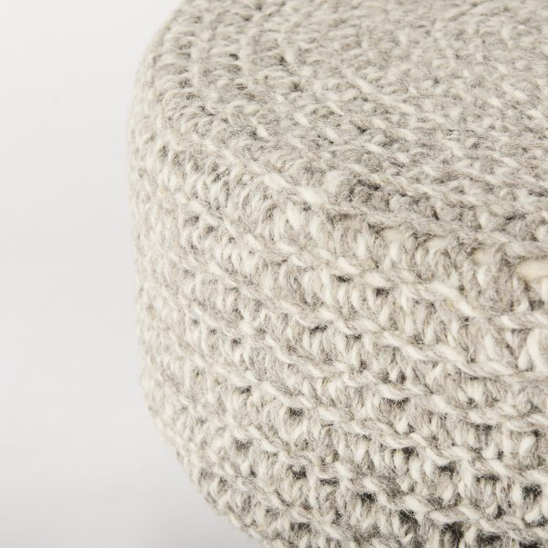 Bina 24.0L x 24.0W x 14.0H Light Gray 4 Legged Wool Stool 6