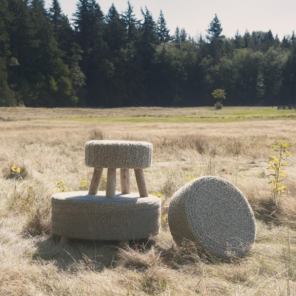 Bina 30.0L x 30.0W x 15.0H Dark Gray 4 Legged Wool Stool 1