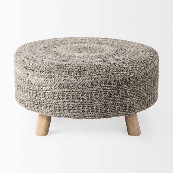 Bina 30.0L x 30.0W x 15.0H Dark Gray 4 Legged Wool Stool 2