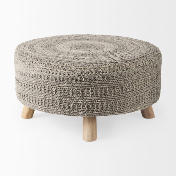 Bina 30.0L x 30.0W x 15.0H Dark Gray 4 Legged Wool Stool 3