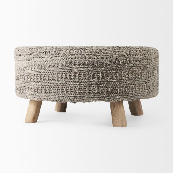 Bina 30.0L x 30.0W x 15.0H Dark Gray 4 Legged Wool Stool 4