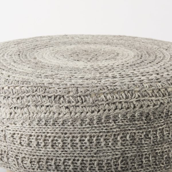 Bina 30.0L x 30.0W x 15.0H Dark Gray 4 Legged Wool Stool 9