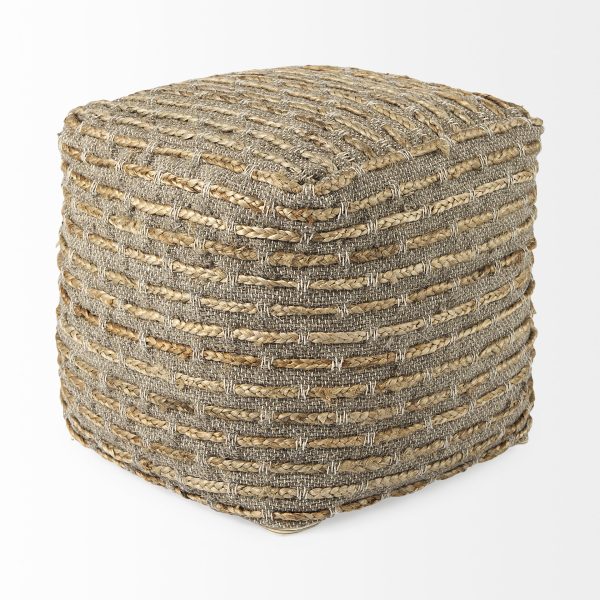 Binita 16.0L x 16.0W x 16.0H GrayBrown Hemp Wool and Cotton Pouf 4