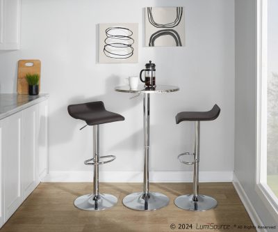 Bistro Round Adjustable Bar Set Silver and Brown