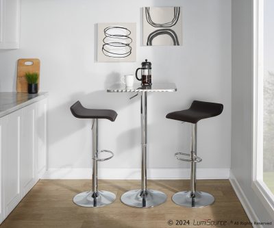 Bistro Square Ale Contemporary Adjustable Bar Set Silver Brown