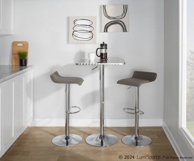 Bistro Square Silver Contemporary Adjustable Bar Set