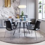 Black Faux Leather Dining Chair with Stainless Steel Frame (Set of 2)