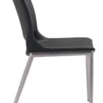 Black Faux Leather Dining Chair with Stainless Steel Frame (Set of 2)