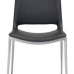 Black Faux Leather Dining Chair with Stainless Steel Frame (Set of 2)