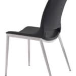 Black Faux Leather Dining Chair with Stainless Steel Frame (Set of 2)