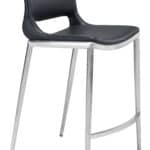 Black Faux Leather Ergonomic Counter Stool with Footrest (Set of 2)