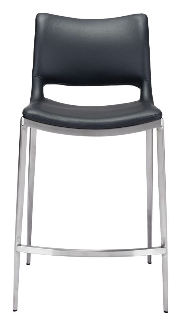 Black Faux Leather Ergonomic Counter Stool with Footrest Set of 2 3
