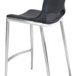 Black Faux Leather Ergonomic Counter Stool with Footrest (Set of 2)