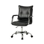 Black Vegan Leather Tufted Wingback Adjustable Height Swivel Task Chair