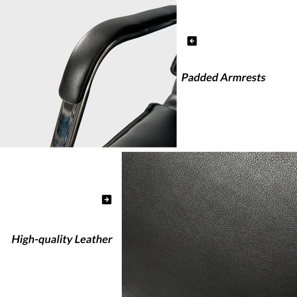 Black Vegan Leather Tufted Wingback Adjustable Height Swivel Task Chair 4