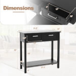 Narrow Console Table with Drawers and Bottom Storage Shelf
