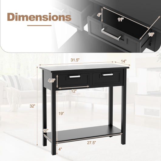 Narrow Console Table with Drawers and Bottom Storage Shelf - Image 5