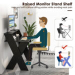 Compact Computer Desk with Drawer and Raised Monitor Shelf