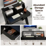 Compact Computer Desk with Drawer and Raised Monitor Shelf