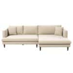 Cream Velvet L-Shaped Sectional Sofa Right Facing 7 Cream Velvet L-Shaped Sectional Sofa Right Facing