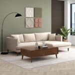 Cream Velvet L-Shaped Sectional Sofa Right Facing 9 Cream Velvet L-Shaped Sectional Sofa Right Facing