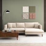 Cream Velvet L-Shaped Sectional Sofa Right Facing 8 Cream Velvet L-Shaped Sectional Sofa Right Facing