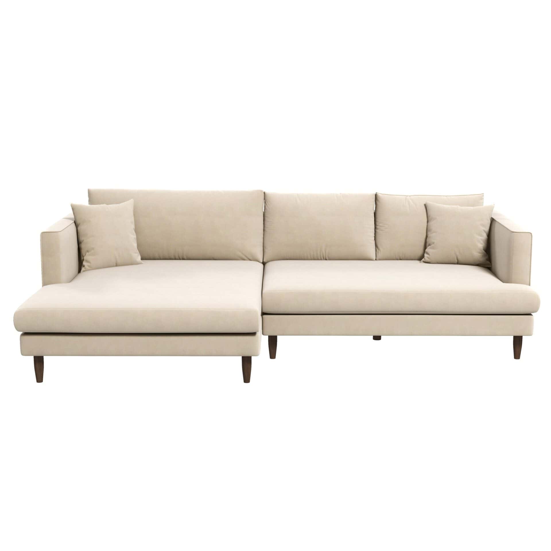 Cream Velvet L-Shaped Sectional Sofa Left Facing 1 Cream Velvet L-Shaped Sectional Sofa Left Facing