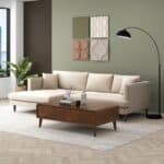 Cream Velvet L-Shaped Sectional Sofa Left Facing 12 Cream Velvet L-Shaped Sectional Sofa Left Facing