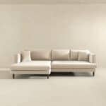 Cream Velvet L-Shaped Sectional Sofa Left Facing 11 Cream Velvet L-Shaped Sectional Sofa Left Facing