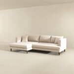 Cream Velvet L-Shaped Sectional Sofa Left Facing 10 Cream Velvet L-Shaped Sectional Sofa Left Facing
